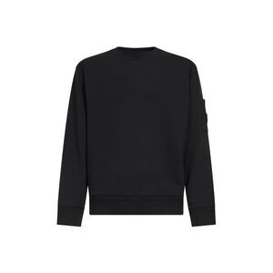 Cp Company Men Black Diagonal Cotton Fleece Lens Crewneck Sweatshirt